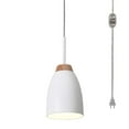 thumbnail image 1 of FSLiving Loft Style White Pendant Light with 15ft Plug-in UL On/Off Dimmer Switch Cord E26 Pendant Lamp for Bedroom Corner Lighting, Bulbs Not Included - 1 Light, 1 of 8