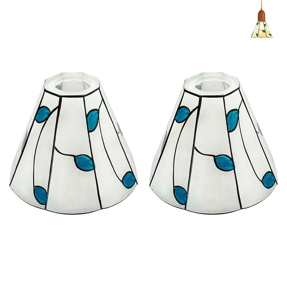 FSLiving Mini 5.9" Industrial Macaron Blue Freehand Glass Bulb Guard Hanging Ceiling Cone Shape DIY Light Shade Decorative Replacement Lamp Shade for Pendant Light Table Lamp Wall Sconce 2-Pack