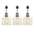 thumbnail image 1 of FSLiving Modern Design Adjusted Angle J-Type Track Head Lighting E26 Black Pearl Base Hollow White Metal Cage Pendant Light Fixture for Bar Sink Kitchen Gallery Office (No Bulb & Track) - 1 Pack, 1 of 7