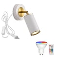 thumbnail image 1 of FSLiving Modern Wall Lamp Modern Lighting Remote Control Adjustable Wall Sconces Plug-in Color Changing RGB White GU10 Timer Bulb Included for Kid's Room Game Room Wall Mounted 1 Light, White, 1 of 7