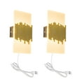thumbnail image 1 of FSLiving Modern Wall Sconce with 5.9ft Plug-in Cord White Acrylic with Gold Tube Handmade Wall Light For Bedside Store Office,3000K Warm White,Customizable - Set of 2, 1 of 7