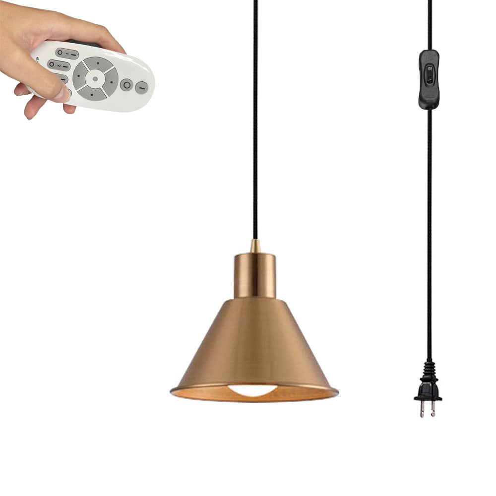 FSLiving No Wiring Needed Copper Hanging Swag Lamp Plating Industrial