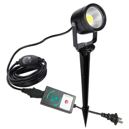 FSLiving Outdoor LED Spotlight Timer Waterproof Bright Flag Light with Spiked Stand Landscape Automatic Mini Lawn Lamp 5W Graden Light Lawn Decorative Lamp with Plug Courtyard Front Yard - Warm White