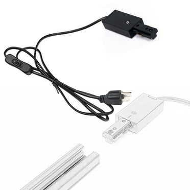 FSLiving Plug in Linear Track Live End Power for Halo Track System H Track Parts Track, Live End Cord Kit Track Live Feed,with 15ft,Black - 1 Pack