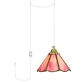 thumbnail image 1 of FSLiving Plug-in Pendant Hanging Light with 15FT Power Cord Modern Design Brass Pink Glass Shade Dimmable Pendant Lamp for Bedside Bay-Window Kitchen Dining Table - 1 Pack, 1 of 6