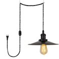 thumbnail image 1 of FSLiving Plug-in Pendant Light with 15ft Cord, E26 Matte Black Base with Industrail Black Metal Shade 10" Hanging Dimmable Lamp for Kitchen Sink Dining Table,Bulb Sold Separately - 1 Light, 1 of 9