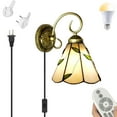 thumbnail image 1 of FSLiving Plug-in Wall Sconce with Remote Control Tiffany Style Wall Lamp Dimmable and Color Changing Wall Light for Reading Bedroom Nightstand Mirror Corrider,Bulb Included - 1 Light, 1 of 7