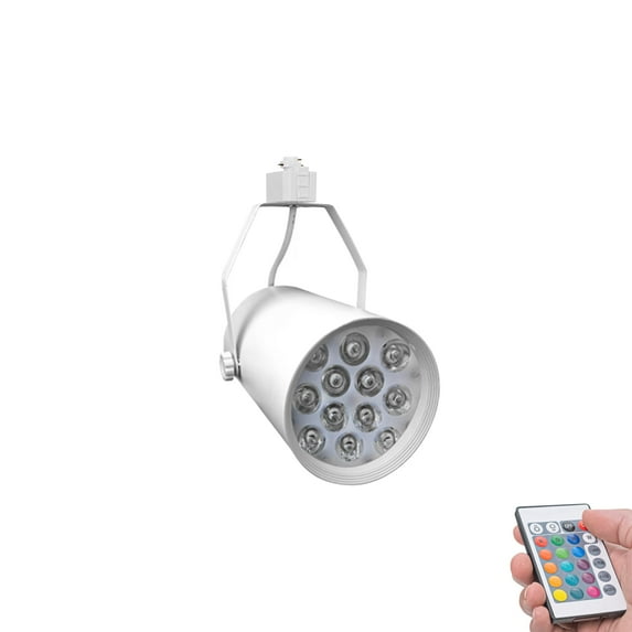 FSLiving RGB Spot Remote Track Light H-Type Track Adjusted Angle White Metal Track Lamp Modern Design for Photo Wall Mural Exhibit Stage Dance Room Bar Store - 1 Pack