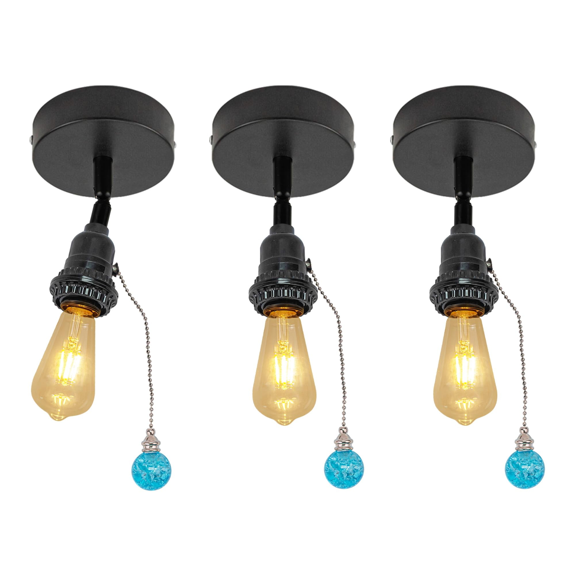 FSLiving RV Adjustable Wall Light with Amber Zipper Switch,12V Black RV