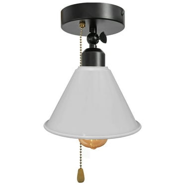 FSLiving RV Adjustable Wall Light with Zipper Switch 12V White Decorative Light RV Ceiling Light Iron Shade Hallway Light Fixtures Ceiling Mount Industrial Semi Flush Mount for RV Camper - 1 Light