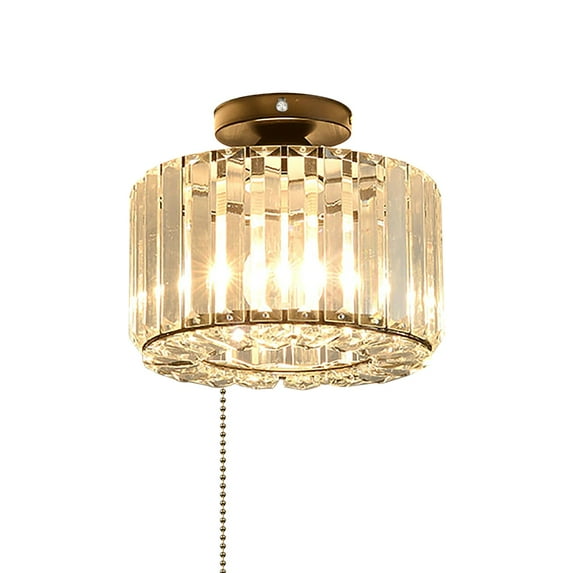 FSLiving RV Drum Shape Wall Light Zipper Switch Crystal 12V Retro Black RV Decorative Ceiling Light Hallway Light Fixtures Ceiling Mount, E26 E27 Industrial Semi Flush Mount for RV Camper