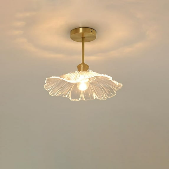 FSLiving RV Hardwired Glass Wall Light with 12V Retro RV Decorative Light RV Ceiling Light Dome Shape Fixtures Ceiling Mount RV Wall Light, E26 E27 Industrial Semi Flush Mount for RV Camper,Copper