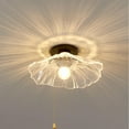 thumbnail image 1 of FSLiving RV Lotus Shape Wall Light Zipper Switch Glass 12V Retro Black RV Decorative Ceiling Light Hallway Light Fixtures Ceiling Mount, E26 E27 Industrial Semi Flush Mount for RV Camper, 1 of 5