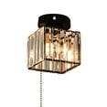 thumbnail image 1 of FSLiving RV Mini Square Shape Wall Light Zipper Switch Crystal 12V Black Decorative RV Ceiling Light Hallway Light Ceiling Mount, E26 2700K Bulb Included Industrial Semi Flush Mount for RV Camper, 1 of 6