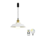 thumbnail image 1 of FSLiving Rechargeable Battery Operated Dimmable Pendant Light with Sleeve&Round Hook RGB Mode Adjustable Wire Length Hanging Light Matt Brass Finsh Base White Metal Shade for Bedroom Kitchen - 1 Pack, 1 of 5