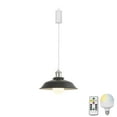 thumbnail image 1 of FSLiving Rechargeable Battery Operated Dimmable Pendant Light with Sleeve&Round Hook RGB Mode Adjustable Wire Length Hanging Light Matt Nickel Base Black Metal Shade for Bedroom Kitchen - 1 Light, 1 of 6