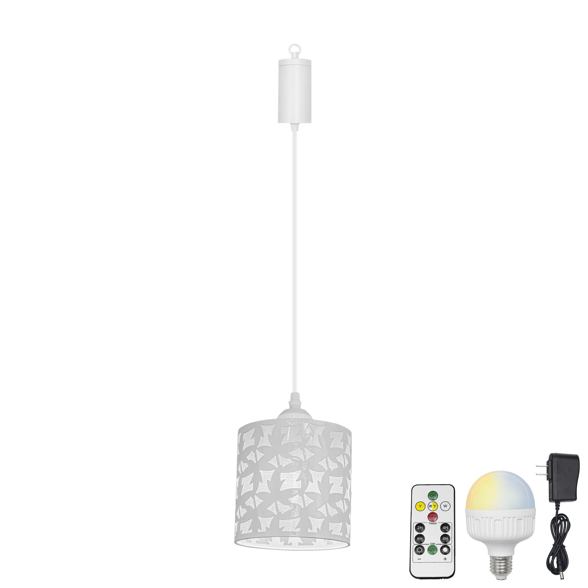 12 Inch Battery Operated Pendant Light – Rechargeable Hanging Ceiling Lamp With Portable Hook, Linen Lantern For Indoor/Outdoor Use