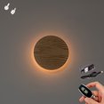 thumbnail image 1 of FSLiving Rechargeable Battery Operated Remote Control Wall Sconces Circular Wooden Shade Store Sign Light Art Ambient Lighting Fixture for Home Decor Bedroom Nightstand,Burlywood Color - 1 Pack, 1 of 8