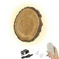 thumbnail image 1 of FSLiving Rechargeable Battery Operated Remote Control Wall Sconces Handcrafted Wooden High Quality Art Ambient Lighting Fixture Dimmable and Color Changing Lamp for Background Home Decor - 1 Pack, 1 of 7