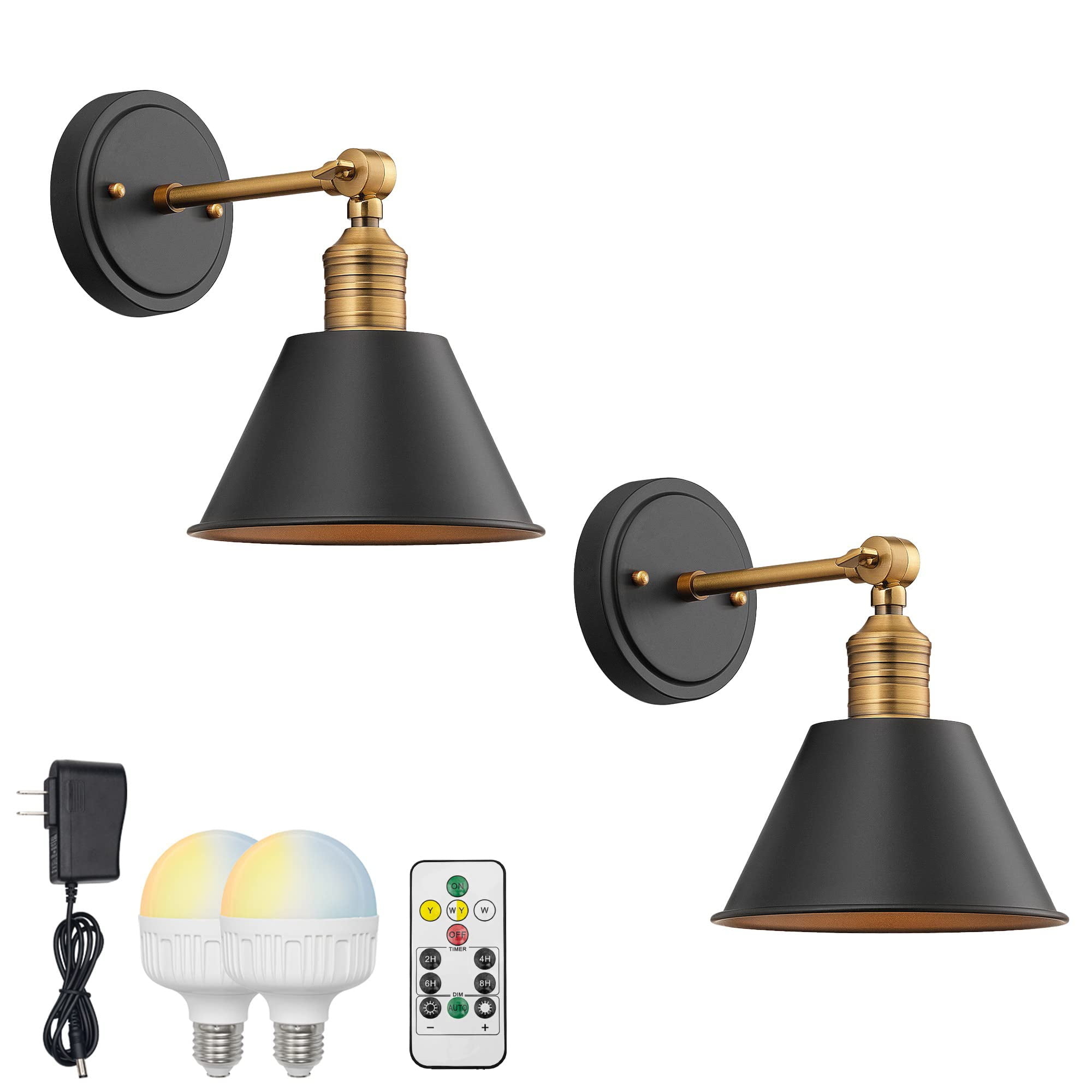 FSLiving Rechargeable Battery Operated Wall Sconce LED RGB Bulb Wall ...
