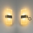 thumbnail image 1 of FSLiving Rechargeable Battery Operated Wall Sconces 5W Wall Mounted Touch Switch Light Black & Silver Glitter Rhinestone Simple Luxury Lighting Fixtures for Bedsides Living Room Home Office - Set of 2, 1 of 6