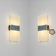 thumbnail image 1 of FSLiving Rechargeable Battery Operated Wall Sconces 5W Wall Mounted Touch Switch Light Blue & Silver Glitter Rhinestone Simple Luxury Lighting Fixtures for Bedsides Living Room Home Office - Set of 2, 1 of 6