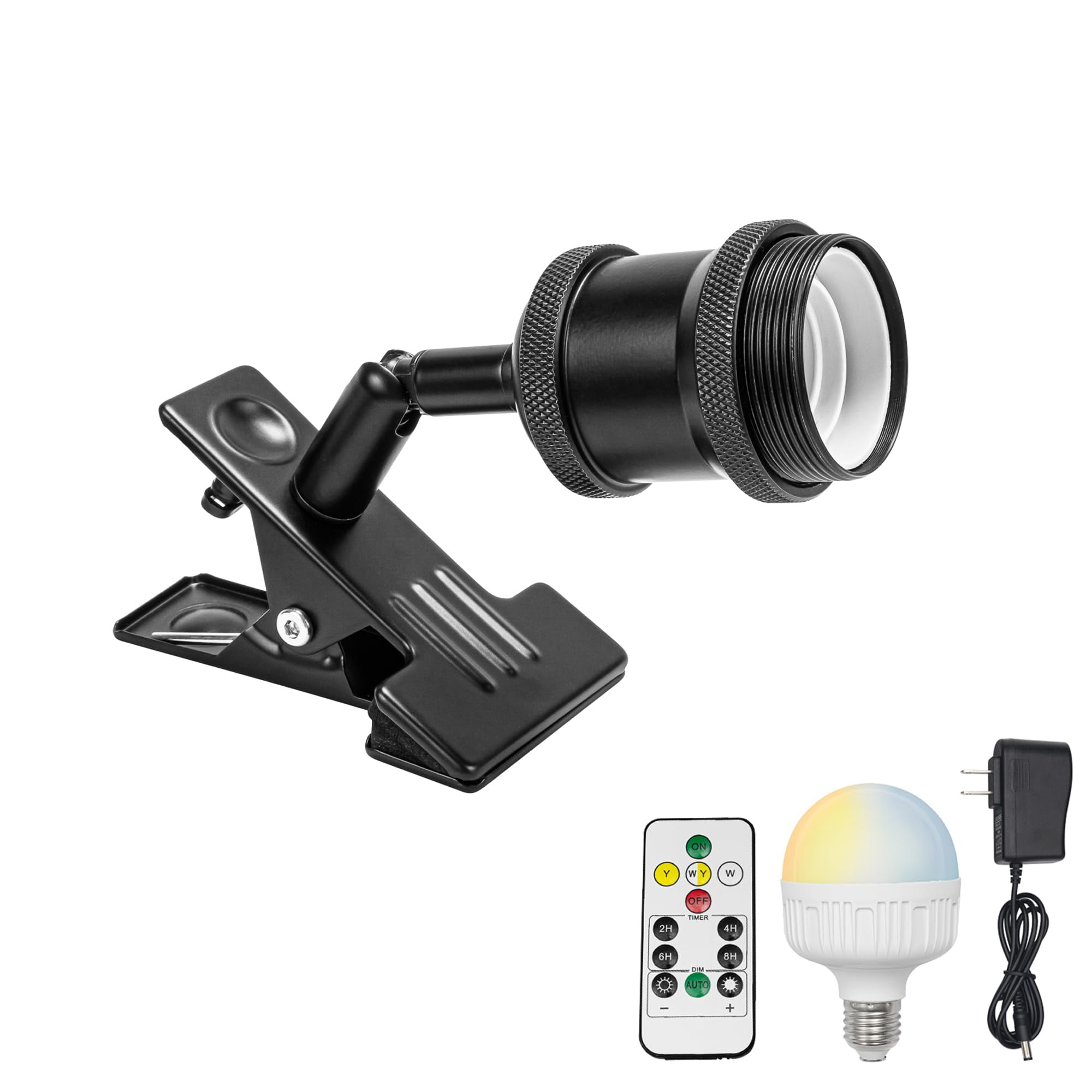 FSLiving Remote Control Clamp Lamp with Rechargeable Battery Operated ...