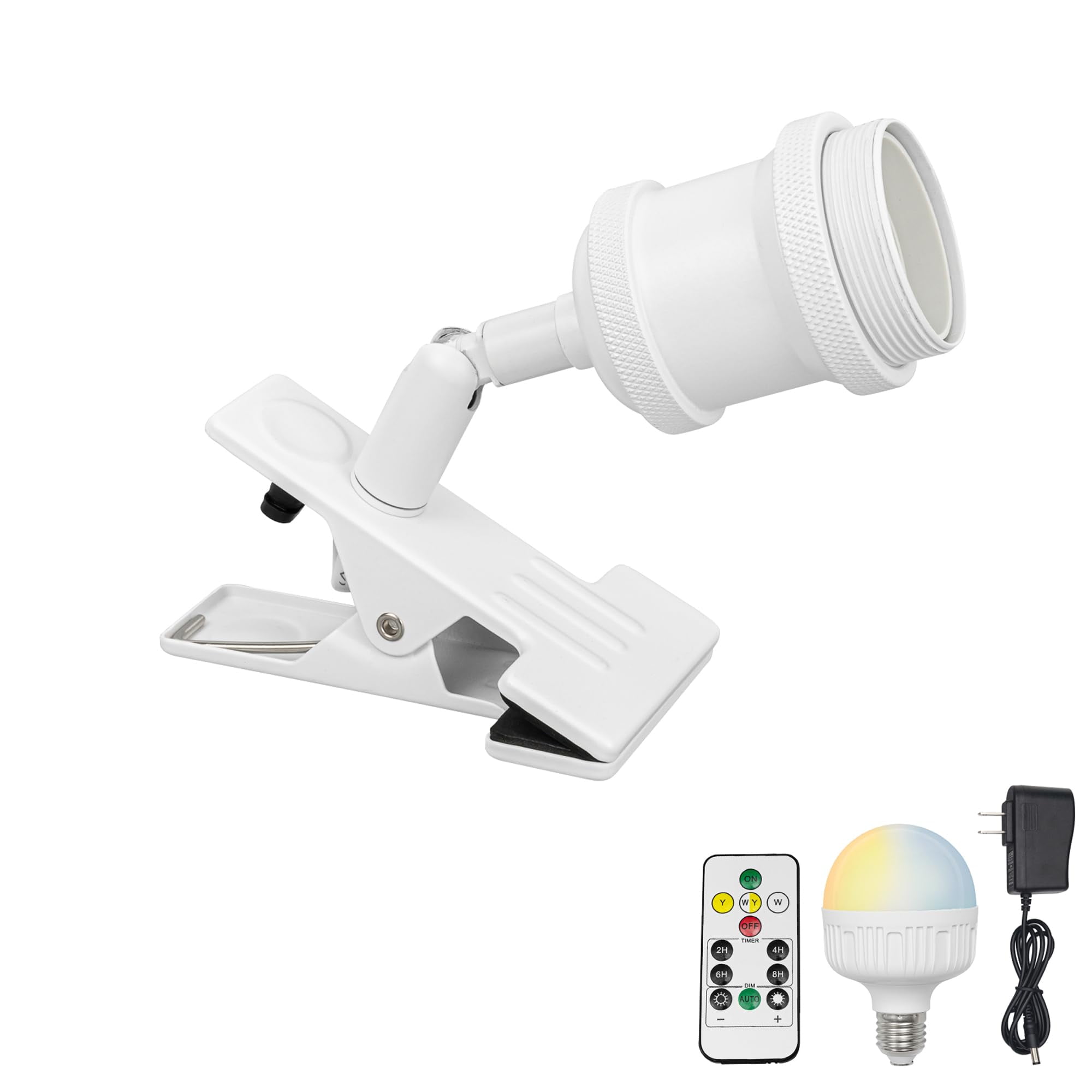 FSLiving Remote Control Clamp Lamp with Rechargeable Battery Operated ...
