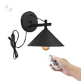 thumbnail image 1 of FSLiving Remote Control Dimmable Waterproof Outdoor Wall Sconces with 5.9Ft Plug in Cord Vintage Black Iron Shade Wall Light Fixtures Color Changing Timer Nightstand Lamp for Hallway - 1 Pack, 1 of 7