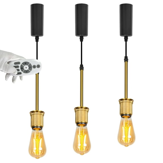 FSLiving Remote Control with E26 2700K-6500K Edison LED Bulbs H-Type Track Lighting Pendant Restaurant Retro Copper Socket Adjustable Wire Length, Halo Track Light Industrial for Kitchen, 3.2 ft