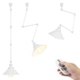 thumbnail image 1 of FSLiving Remote Control H-Type Track Pendant Light with Adjustable Arm,Vinatge White Metal Shade E26 Dimmable Timing Bulb for Farmhouse Sloping Ceiling (Ceiling Track Sold Separately) - Set of 3, 1 of 10