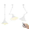 thumbnail image 1 of FSLiving Remote Control H-Type Track Pendant Light with Adjustable Arm,Vinatge White Metal Shade E26 Dimmable Timing Bulb for Farmhouse Sloping Ceiling (Ceiling Track Sold Separately) - Set of 3, 1 of 10