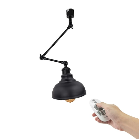 FSLiving Remote Control H-type Ceiling Pendant Light with E26 LED Edison Bulb Black Iron Shade Dimmable&Color Changing&Timer Lamp Adjustable Swing Arm for Kitchen Sink Bar Island - 1 Pack