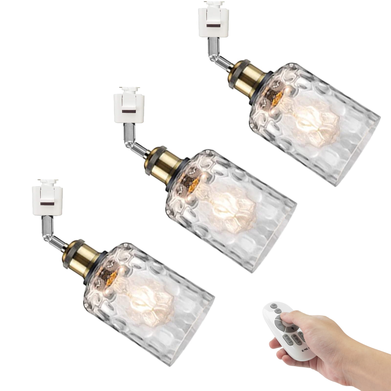 FSLiving Remote Control J-Type Tracking Light E26 Brass Base Adjustable ...