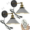 thumbnail image 1 of FSLiving Remote Control Lamp Macaron Silver Metal Wall Sconce Adjustable Angle Wall Lamp Lighting Fixture with 5.9ft Plug in Cord,Stepless Dimming & Color Changing - 2 Pack, 1 of 9