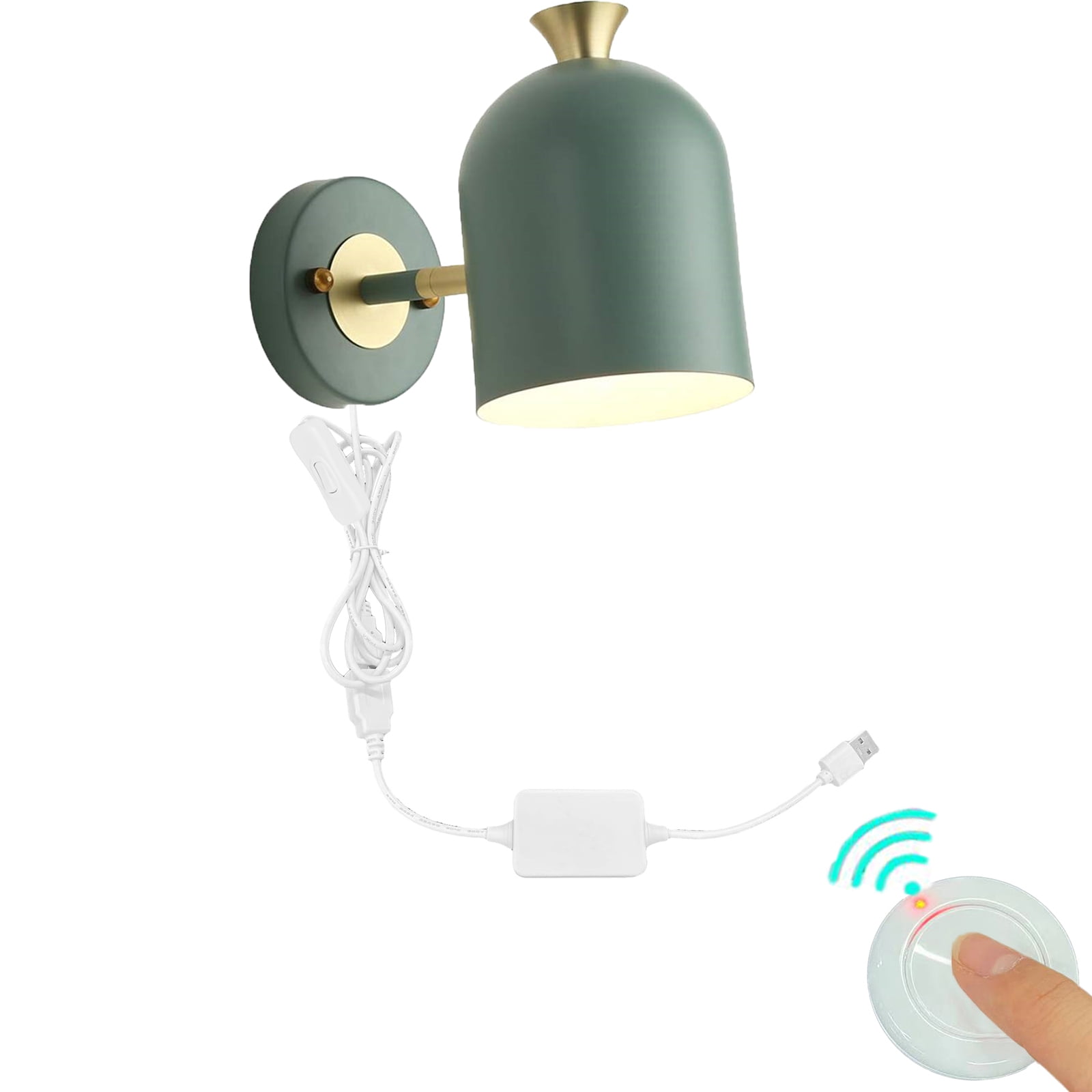 FSLiving Remote Control Mid Century Modern Wall Sconce with 6 Feet On ...