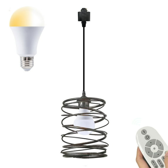 FSLiving Remote Control Pendant Light 1-Light H-Type Track Pendant Lamps Industrial Vintage Black Cage Pendant Light Modern Farmhouse Kitchen Lamp Stepless Dimming Color Changing Customizable