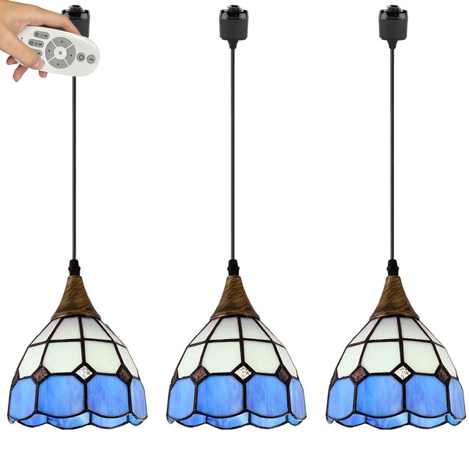 FSLiving Remote Control Pendant Light 3-Light H-Type Track Pendant ...