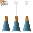 thumbnail image 1 of FSLiving Remote Control Pendant Light 3 Lights J-Type Track Pendant Lamps Scandinavian Style Pendant Lights for Kitchen Hanging Lamp Modern Wood and Aluminium Light Customizable - Blue, 1 of 7