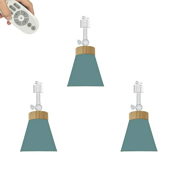 FSLiving Remote Control Pendant Light H-Type Track Ceiling Light w/Adjustable Angle Metal Shade Dimmable Track Light Fixture for Gallery Kitchen Living Room Office,Track Not Included - Green(3 Pack)