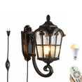 thumbnail image 1 of FSLiving Remote Control Wall Lamp Lantern Wall Sconce W/ Water Glass Shade Stepless Dimming Corlor Changing and Waterproof Wall Lamp Lighting Fixture for Indoor and Outdoor - 1 Pack, 1 of 8