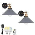 thumbnail image 1 of FSLiving Remote Control Wall Sconce with Rechargeable Battery Run Dimming Bulb,Vintage Simple Collocation Macaron Grey Metal Wall Light Fixture for Reading Dorm Loft - Set of Two, 1 of 8