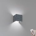 thumbnail image 1 of FSLiving Remote Control Up & Down Wall Sconces with Battery Operated LED Bulb Handmade Mini Square Aluminum Shade with Blue and Silver Rhinestones Dimmable Timing Lamp for Entrance Staircase - 1 Light, 1 of 6