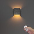 thumbnail image 1 of FSLiving Remote Control Up & Down Wall Sconces with Battery Operated LED Bulb Handmade Mini Square Aluminum Shade with Silver Bling Rhinestones Dimmable Timing Lamp for Entrance Staircase - 1 Light, 1 of 8