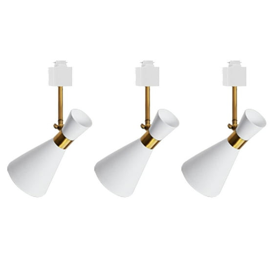FSLiving Retro Style Adjustable Angle H-Type Track Head Lighting E26 Base White Metal Mini Track Light Fixture for Gallery Cabinet Office Kitchen,Bulb and Track Not Included - 3 Lamps