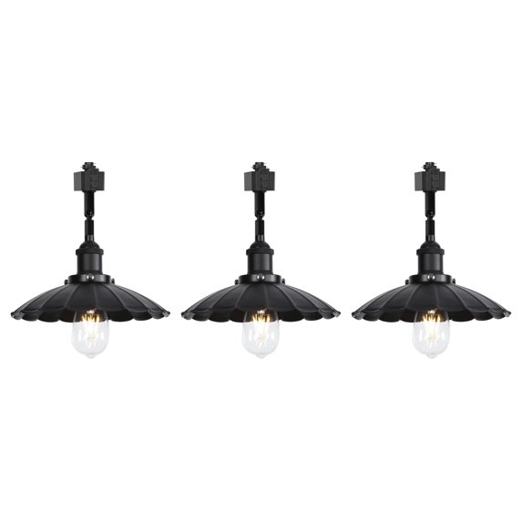 FSLiving Retro Vintage Design Adjusted Angle H-Type Track Head Lighting E26 Base Black Metal Shade Tracking Light Fixture for Gallery Mirror Front Office Kitchen Island - Set of 3