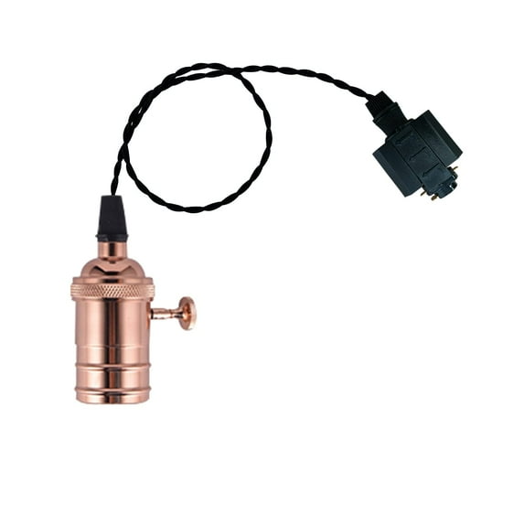 FSLiving Rose Gold E26 Socket with Switch Retro Classic Design H-Type Track Light 39.3 Inches Twisted Cord Pendant Lamp for Aisle Loft Farmhouse DIY,Customizable (No Bulb,No Ceiling Track) - 1 Light