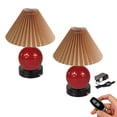 thumbnail image 1 of FSLiving Small Cute Ceramic Pot Brown Pleated Shade Table Lamp Rechargeable Battery Operated by Remote Control Dimmable, Wireless Warm Light, Crimson Mushroom for Living Room, Console, End Table, 1 of 8