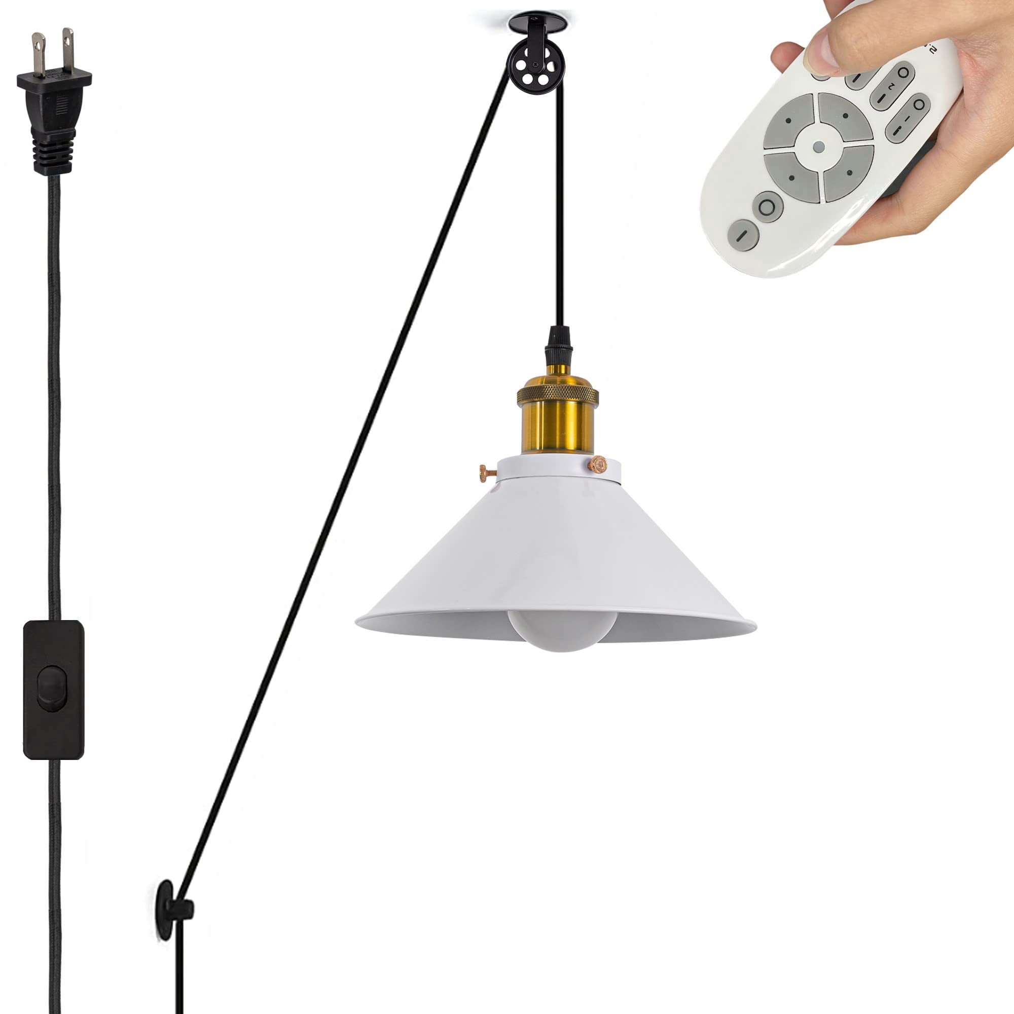 FSLiving Swag Handing Industrial Pulley Design Pendant Lamp with 15ft ...