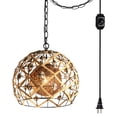 thumbnail image 1 of FSLiving Swag Lights with Plug in Cord and Chain Twine Natural Rattan Lampshade No Wiring Needed Portable Pendant Light with 20ft Plug-in UL Dimmable Modern Farmhouse Swag Lamp,Customizable - 1 Light, 1 of 9